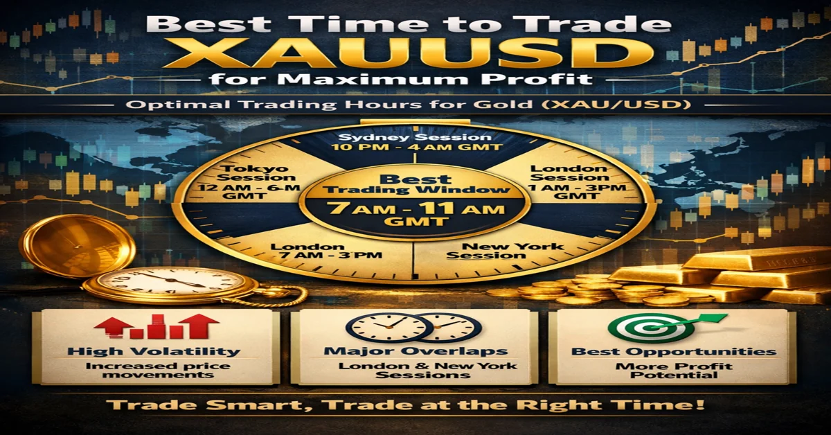 Best time to trade XAUUSD showing London and New York session overlap