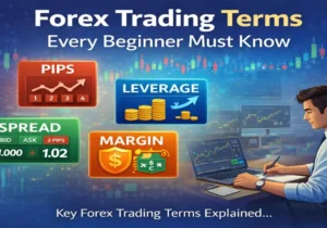 Forex trading terms illustration showing pips leverage spread and margin for beginners
