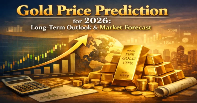 Gold price prediction for 2026 showing bullish market outlook and rising gold chart
