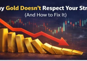 Why gold doesn’t respect your strategy showing falling gold bars and market reversal in trading