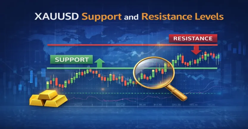 XAUUSD support and resistance levels chart showing gold price analysis