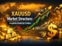 Featured image showing XAUUSD market structure with gold bars, candlestick chart, and trading symbols