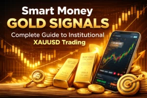 Smart money gold signals complete guide to institutional XAUUSD trading with gold bars and trading chart