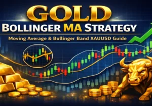 Gold Bollinger MA Strategy chart showing moving average and Bollinger Bands on XAUUSD trading setup