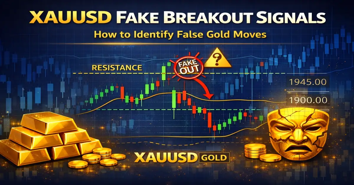 XAUUSD fake breakout signals showing false gold price movement and resistance rejection on chart