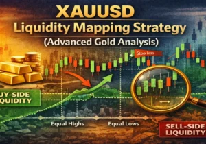 XAUUSD liquidity mapping strategy showing buy-side and sell-side liquidity zones with gold price chart analysis