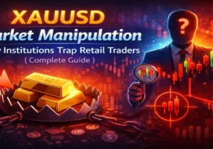 XAUUSD market manipulation showing institutions trapping retail traders in gold trading chart