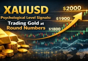 XAUUSD chart showing gold price movement at key psychological levels like 1800, 1900, and 2000 with bullish trend arrow