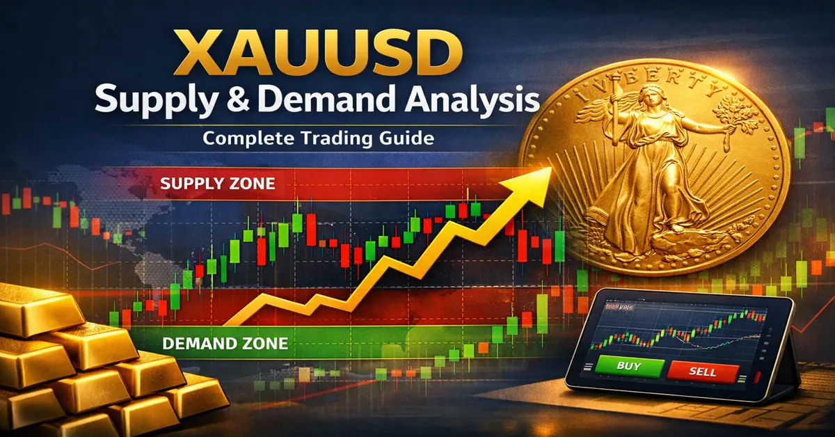 XAUUSD Supply & Demand Analysis with gold trading chart and zones